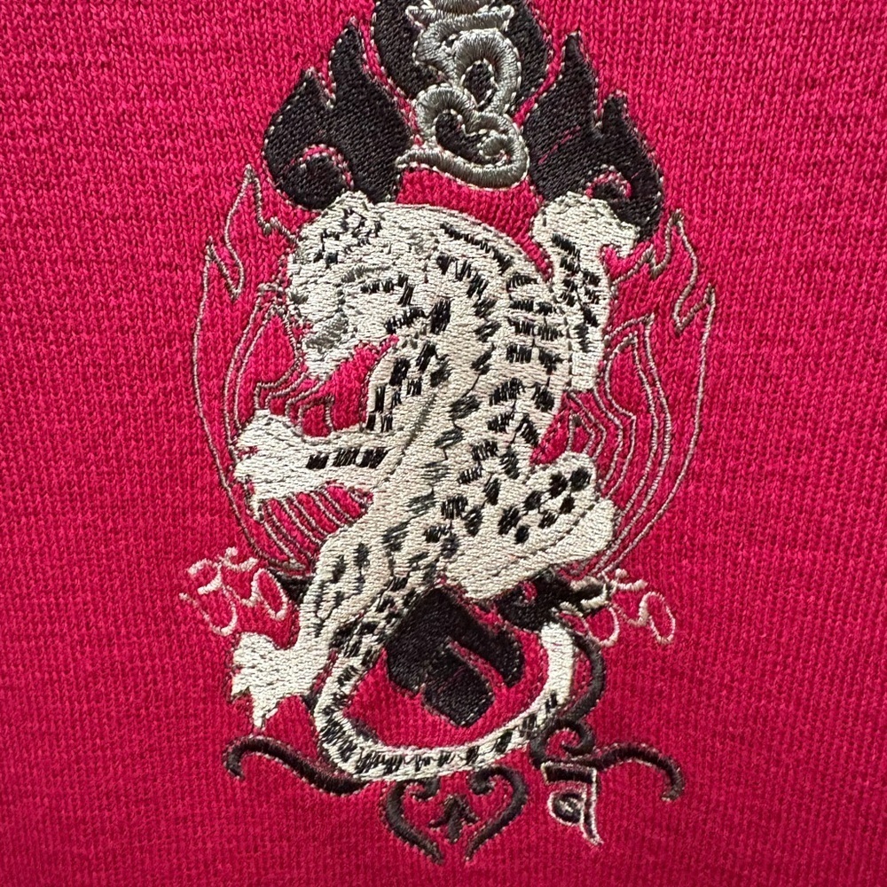 Bogner Virgin Wool Embroidered Dragon Crest Sweater – Fuchsia Pink – Size M - Picture 6 of 15